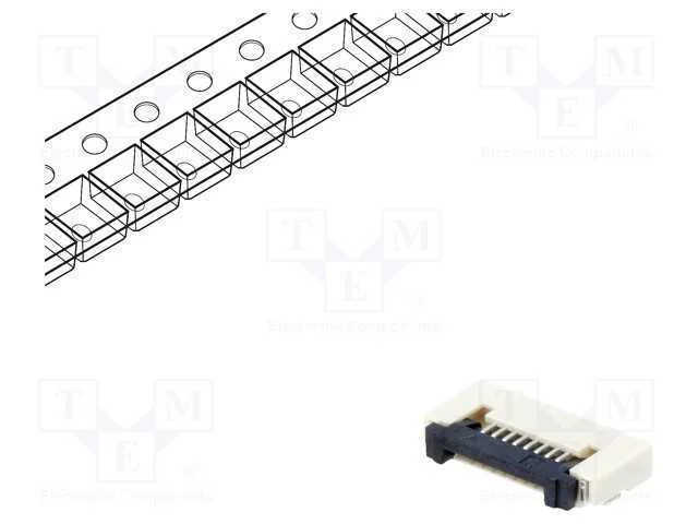 Conector: FFC/FPC, horizontais, PIN: 8, ZIF, SMT,.