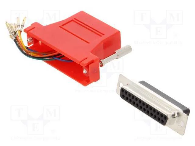 Passo: Adaptador, D-Sub 25pin Feminino,Rj45 Tomada, Vermelho