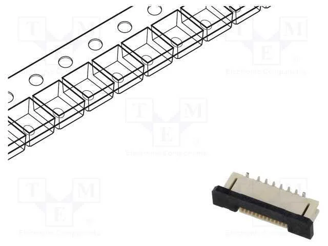 Conector: FFC/FPC, verticais, PIN: 12, ZIF, SMT, .