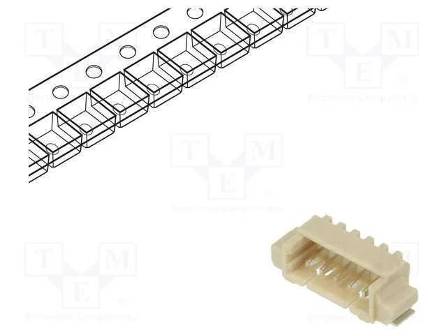 Tomada, Fio-Placa, Macho, 1,25mm, Pin: 5, Smt, 125v, 1a, Estanhado
