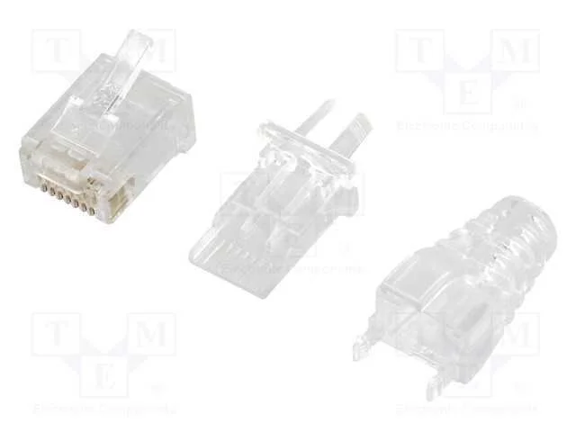 Ficha, RJ45, PIN: 8, Sistema: 8p8c, com cabo, IDC.