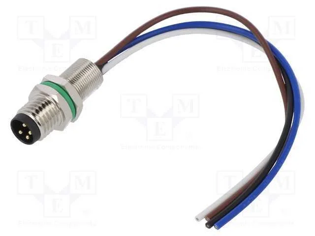 Conector: M8, macho, PIN: 4, simples, para painel.