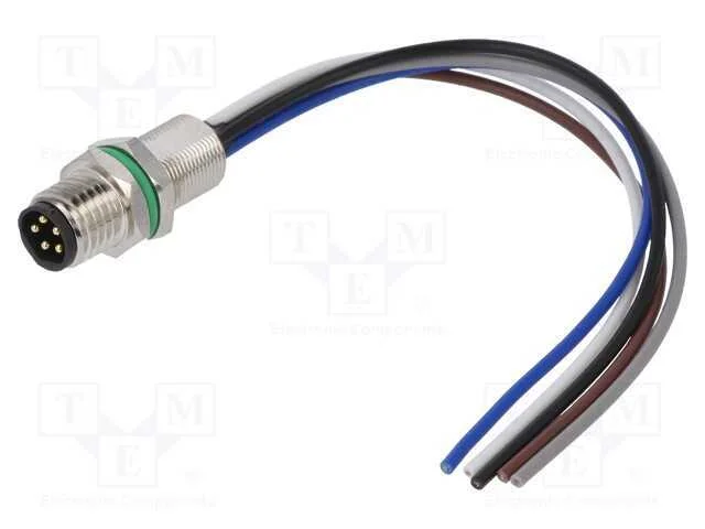Conector: M8, Macho, Pin: 5, Simples, para Painel, Tomada, 3a, 30v