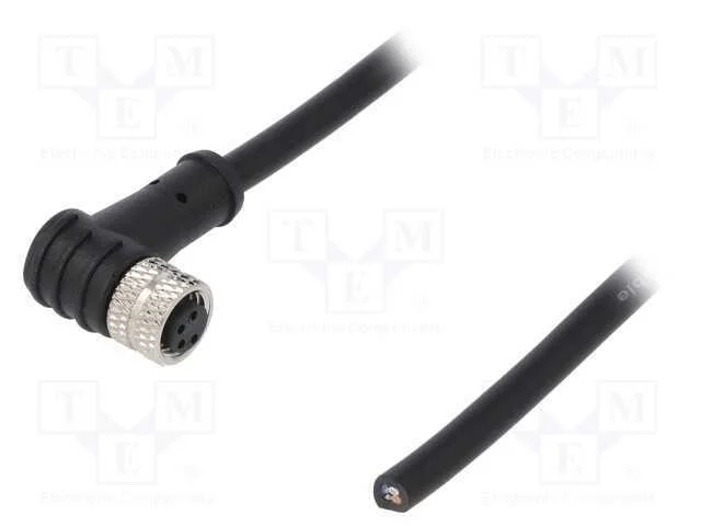 Conector: M8, Fêmea, Pin: 4, Angulares 90, Ficha, 3a, Ip65,Ip67, 30v