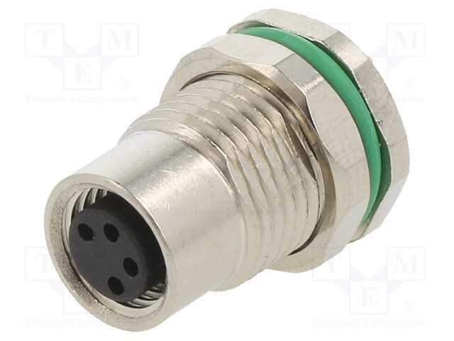 Conector: M8, fêmea, PIN: 4, simples, para painel.