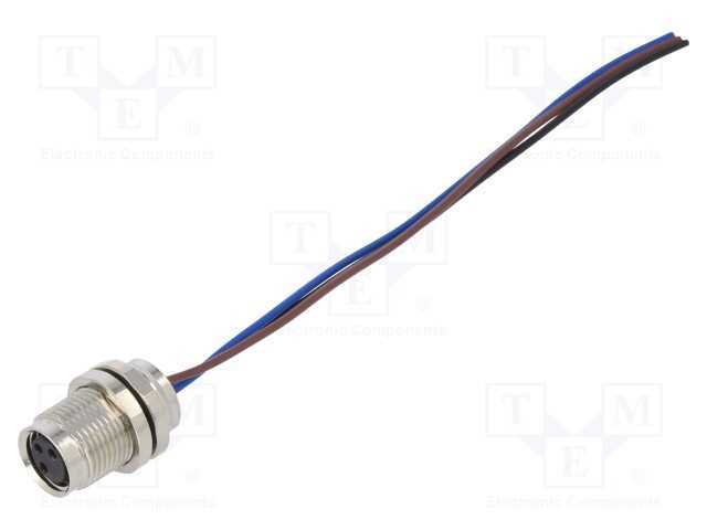 Conector: M8, fêmea, PIN: 3, simples, para painel.