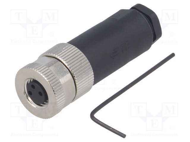 Conector: M8, fêmea, PIN: 3, simples, não blindad.