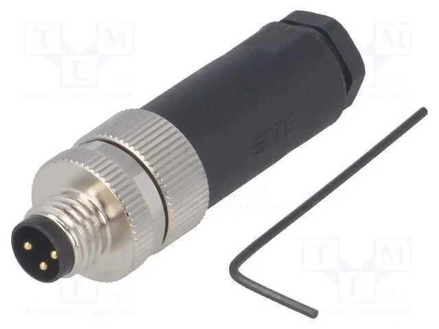 Conector: M8, macho, PIN: 3, simples, não blindad.