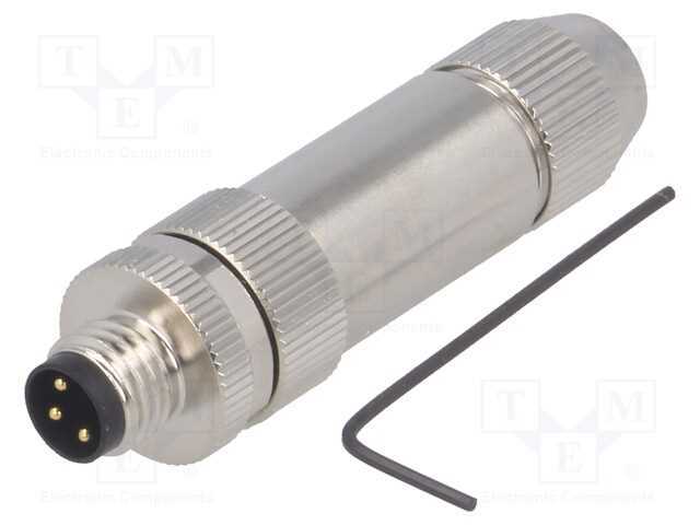 Conector: M8, macho, PIN: 3, simples, blindadas, .