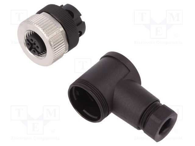 Conector: M12, Ficha, Fêmea, Pin: 4, Rosca Interna,Torcidos, 4a