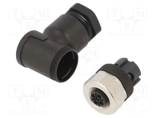 Conector: M12, Ficha, 814, Fêmea, Pin: 4, Rosca Interna,Torcidos