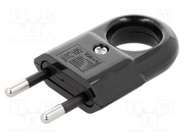 Conector: de alimentação, macho, ficha, 2P, 250VA.