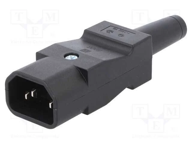 Conector: de alimentação, ficha, macho, 10A, 250V.