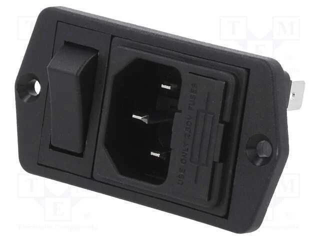 Conector: de alimentação, tomada, macho, 10A, 250.