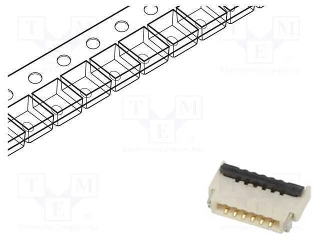 Conector: FFC/FPC, horizontais, PIN: 6, ZIF, SMT,.