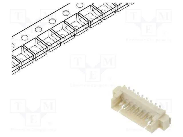 Tomada, Fio-Placa, Macho, 1,25mm, Pin: 8, Smt, 250v, 1a, Estanhado