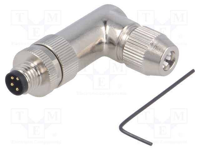 Conector: M8, macho, PIN: 4, angulares 90, blinda.