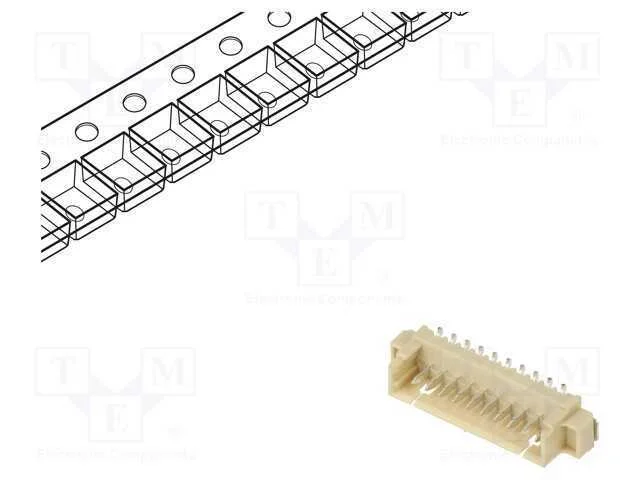 Tomada, Fio-Placa, Macho, 1,25mm, Pin: 10, Smt, 250v, 1a, Estanhado