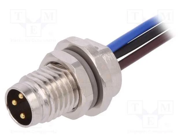 Conector: M8, Compr: 0,2m, Macho, Pin: 3, Tomada, Ip67, 60v