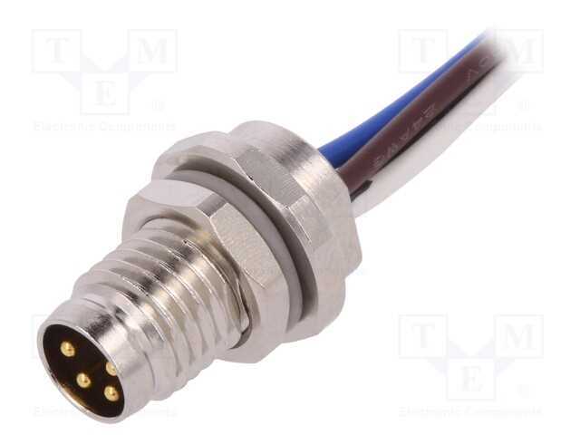Conector: M8, Compr: 0,2m, macho, PIN: 4, tomada,.