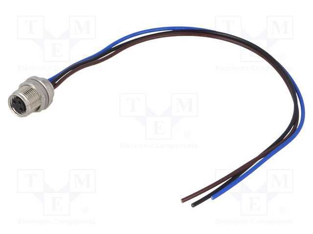 Conector: M8, 0,2m, fêmea, PIN: 3, para painel,po.