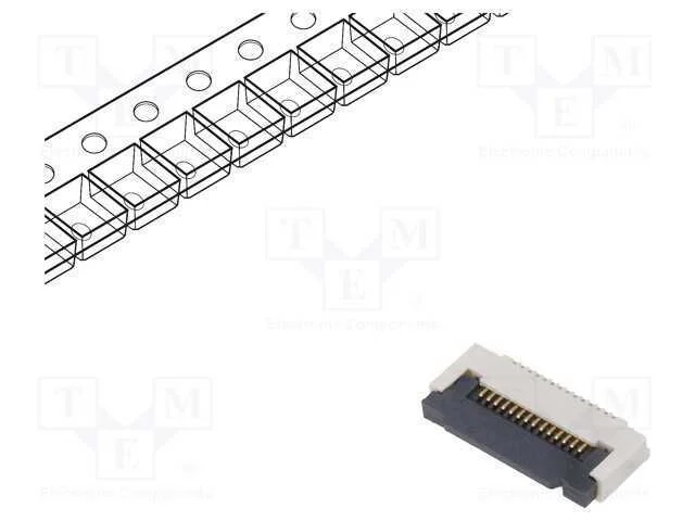 Conector: FFC/FPC, horizontais, PIN: 16, ZIF, SMT.