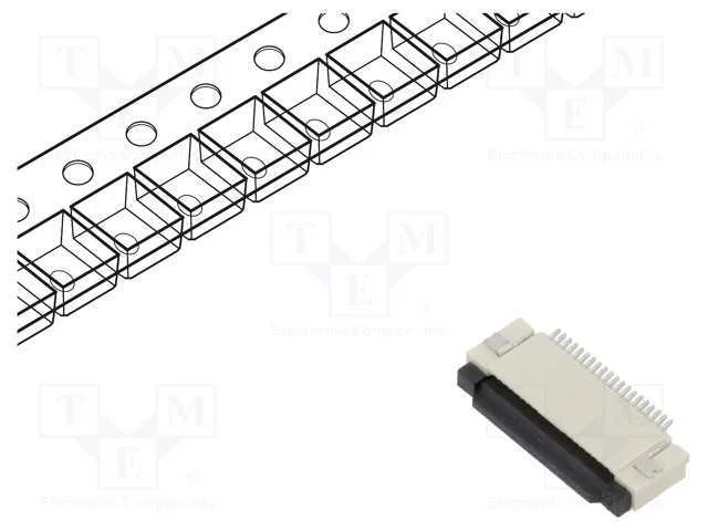 Conector: FFC/FPC, horizontais, PIN: 20, ZIF, SMT.