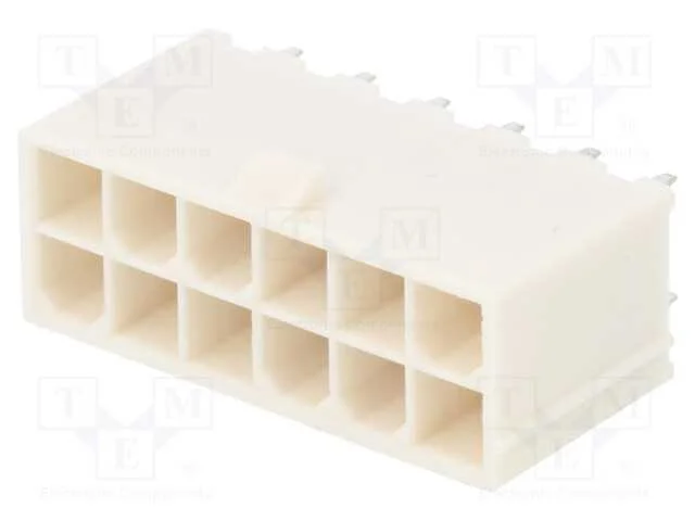 Tomada, Fio-Placa, Macho, Mini-Fit Jr, 4,2mm, Pin: 12, Tht, 9a