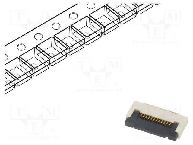 Conector: FFC/FPC, horizontais, PIN: 12, ZIF, SMT.