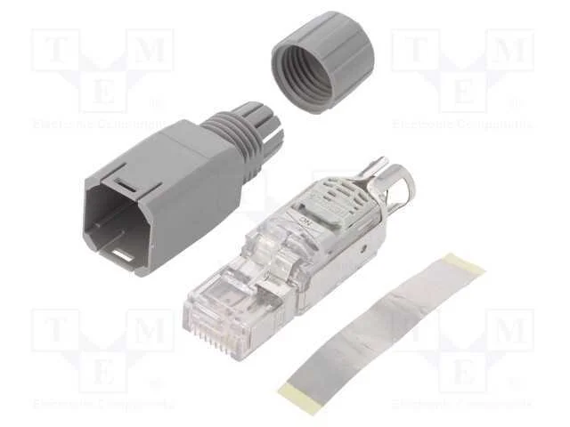 Ficha, RJ45, PIN: 4, Cat: 5, dourado, Sistema: 8p.
