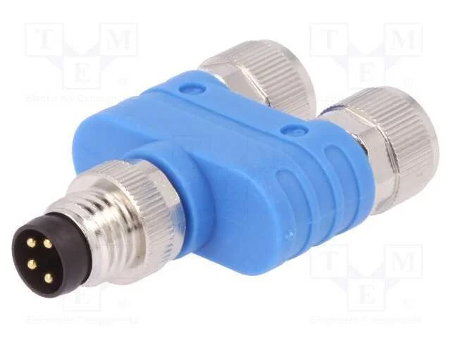 T- conector, M8 macho,M8 fêmea x2, PIN: 4, Y, IP6.