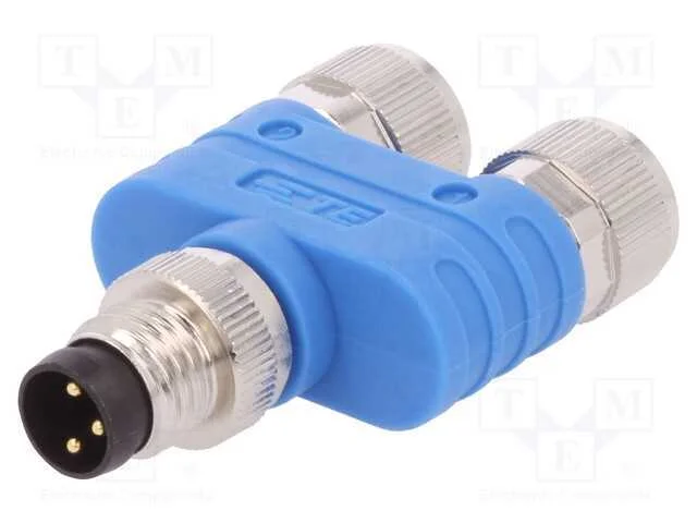 T- conector, M8 macho,M8 f&ecirc;mea x2, PIN: 3, Y, IP6.