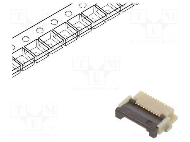 Conector: FFC/FPC, horizontais, PIN: 10, contacto.