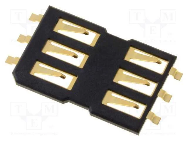 Conector: para Cartões, Sim, Sem Protetor,Sem Ejetor, Smt, Pin: 6