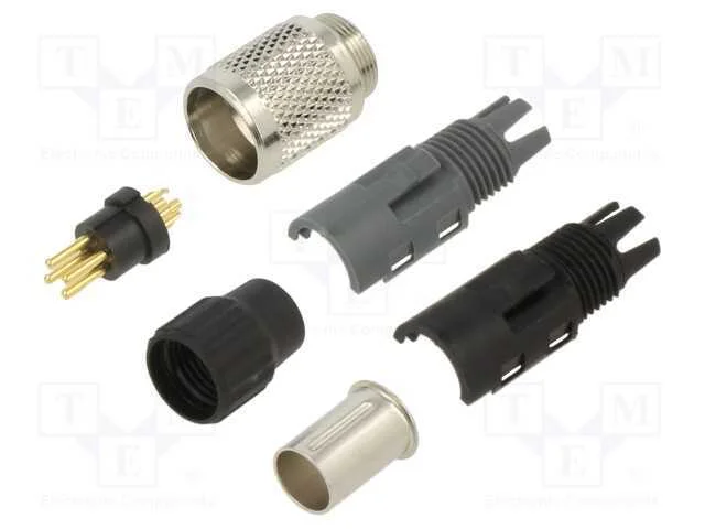 Conector: M9, Ficha, Macho, Cobertura: Dourado, 125v, Ip40, Pin: 4