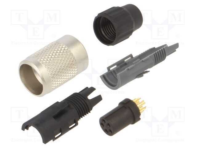 Conector: M9, Ficha, Fêmea, Cobertura: Dourado, 125v, Ip40, Pin: 5