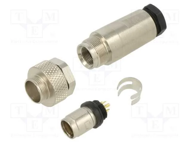 Conector: M9, Ficha, Macho, Cobertura: Dourado, 125v, Ip67, Pin: 4