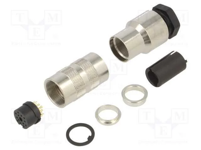 Conector: M16, Ficha, Pin: 12, Rosca Interna,Torcidos, Dourado, 3a