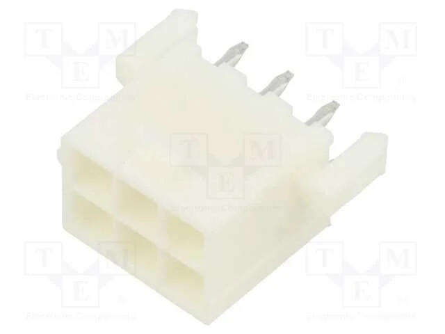 Tomada, Fio-Placa, Macho, Mini-Fit Jr, 4,2mm, Pin: 6, Tht, 9a