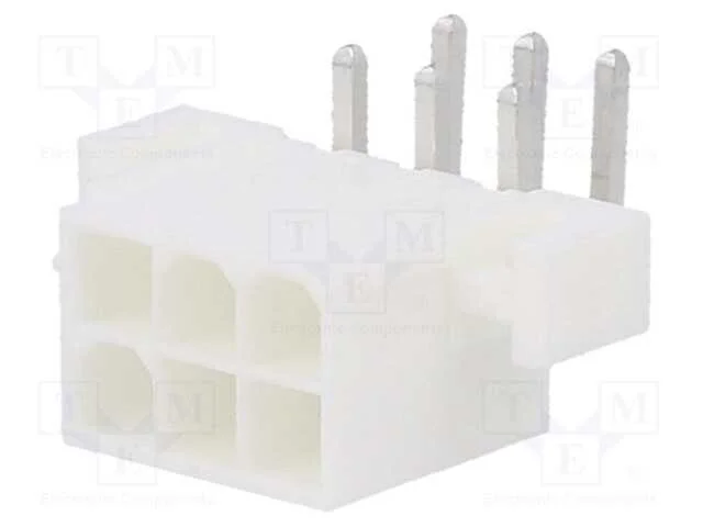 Tomada, Fio-Placa, Macho, Mini-Fit Jr, 4,2mm, Pin: 6, Tht, Pegos, 13a