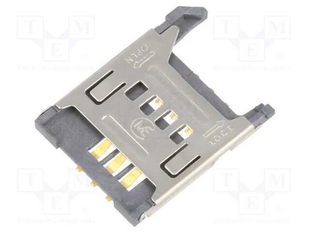 Conector: para Cartões, Sim, Sem Ejetor,Com Tampa, Smt, Pin: 6, 1a