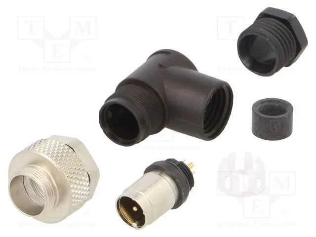 Conector: M9, Ficha, Macho, Cobertura: Dourado, 125v, Ip67, Pin: 4