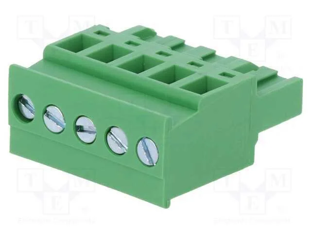 Bloco Terminal Separável, 5mm, Faixas: 5, Angulares, Ficha, Fêmea