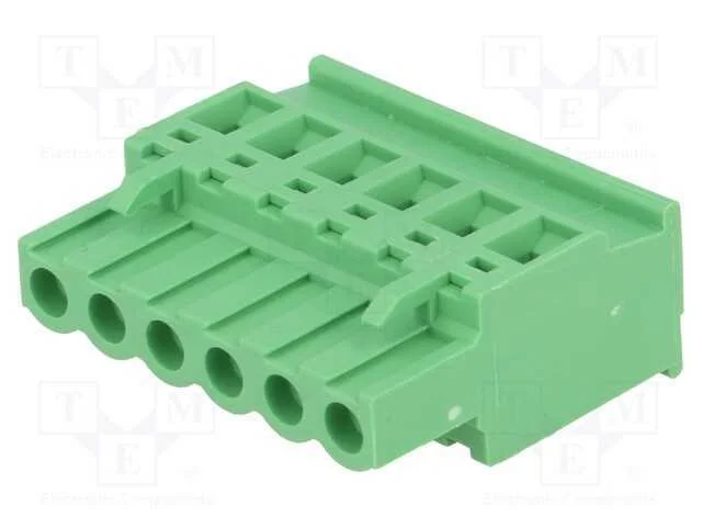 Bloco Terminal Separável, 5mm, Faixas: 6, Angulares, Ficha, Fêmea