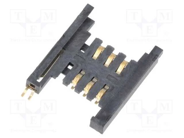 Conector: para Cartões, Sim, Sem Ejetor, Smt, Gold Flash, Pin: 6, 1a