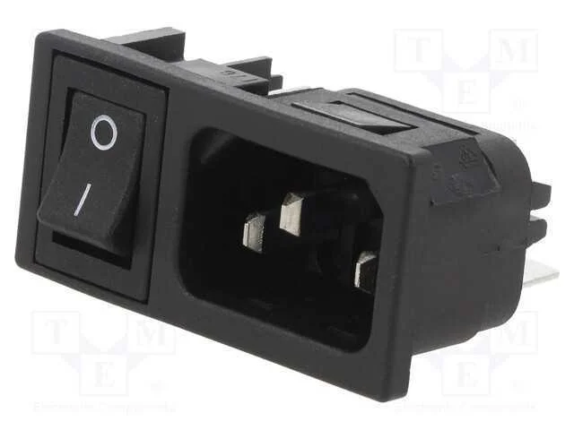 Conector: de alimentação, tomada, macho, 10A, 250.