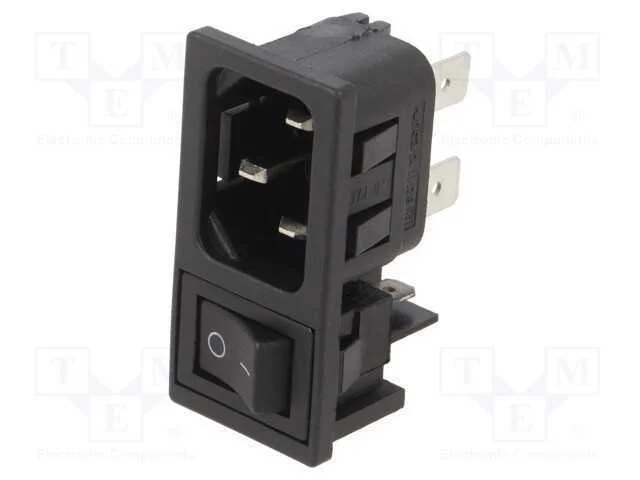 Conector: de alimentação, tomada, macho, 10A, 250.