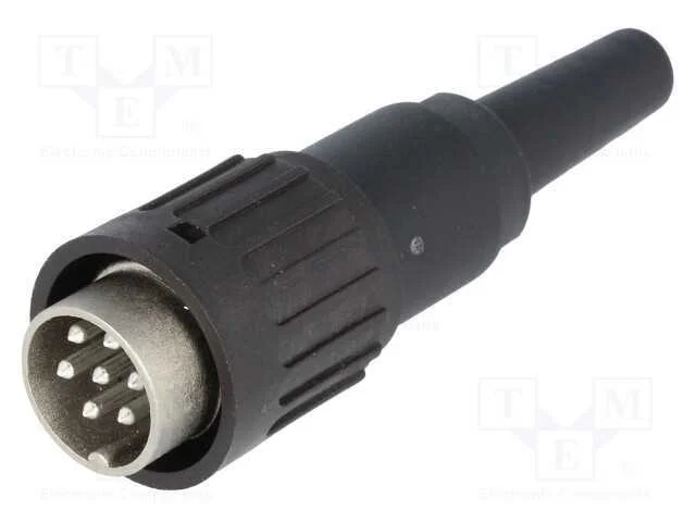Ficha, Din, Macho, Pin: 7, Sistema: 360, Simples, com Cabo, Solda