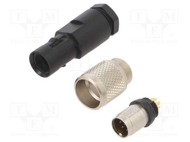 Conector: M9, Ficha, Macho, Cobertura: Dourado, 125v, Ip67, Pin: 8