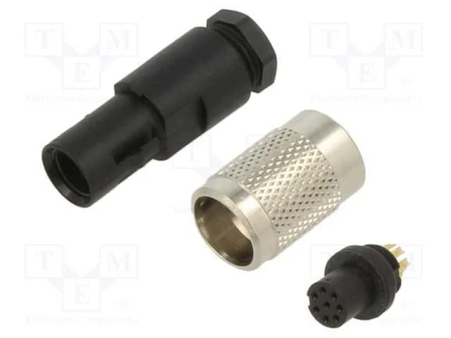 Conector: M9, Ficha, Fêmea, Cobertura: Dourado, 125v, Ip67, Pin: 8